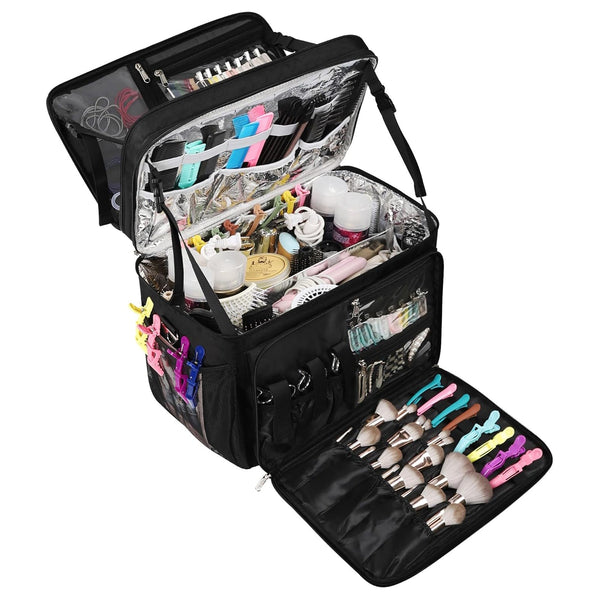 Available for sale in the United States only.Professional 2-Layers Heat Insulation Barber Travel Bag with Shoulder Strap
