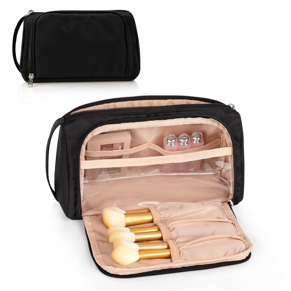 Small Travel Makeup Bag for Women and Girls (Oxford Cloth, Black)